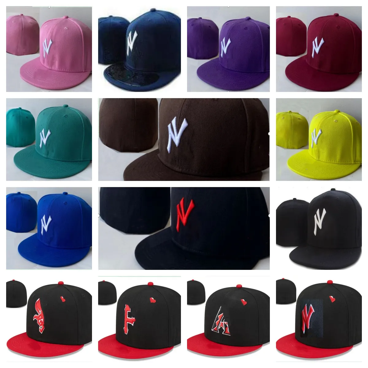 Taglia cappelli aderenti Cappello piatto Tutto il team Logo Designer Snapback regolabili Cappellini da baseball Cappellini Sport all'aria aperta Ricamo Cotone Chiuso Berretti berretto da sole flessibile taglie 7-8