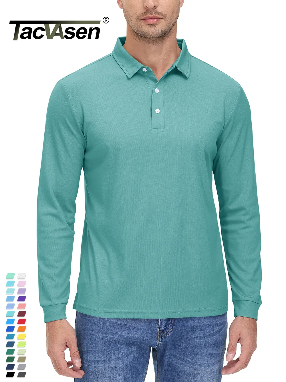 Polo da uomo TACVASEN Polo manica lunga T-shirt ad asciugatura rapida T-shirt sportive traspiranti da uomo Polo da golf casual T-shirt da lavoro Pullover Top Uomo 230713