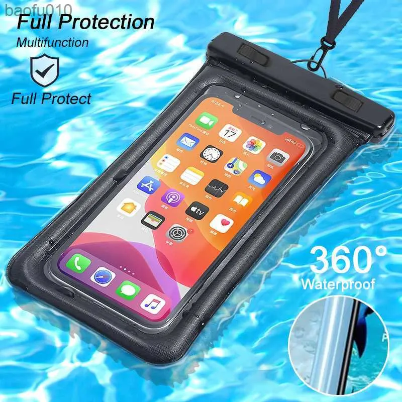 Floating Airbag Waterproof Swim Bag Phone Case For iPhone 14 13 12 Pro Max Samsung S23 S22 Ultra Xiaomi Huawei Cover Accessories L230619