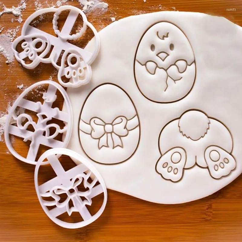 Baking Moulds Easter Egg Cookie Cutter Embosser Mold Chick Fondant Biscuit Tools Happy Party DIY Decoration