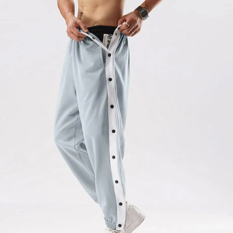 Mens Tear Away Basketball Lounge Pants With Pockets Warm Loose