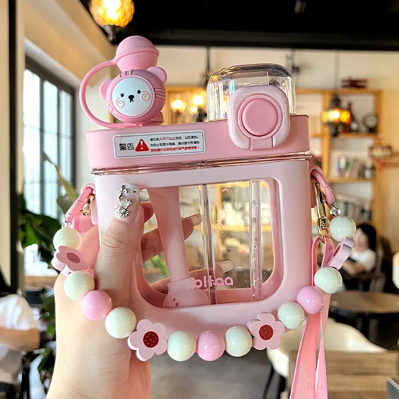 ウォーターボトル580800 ml女の子用カワイイフラット