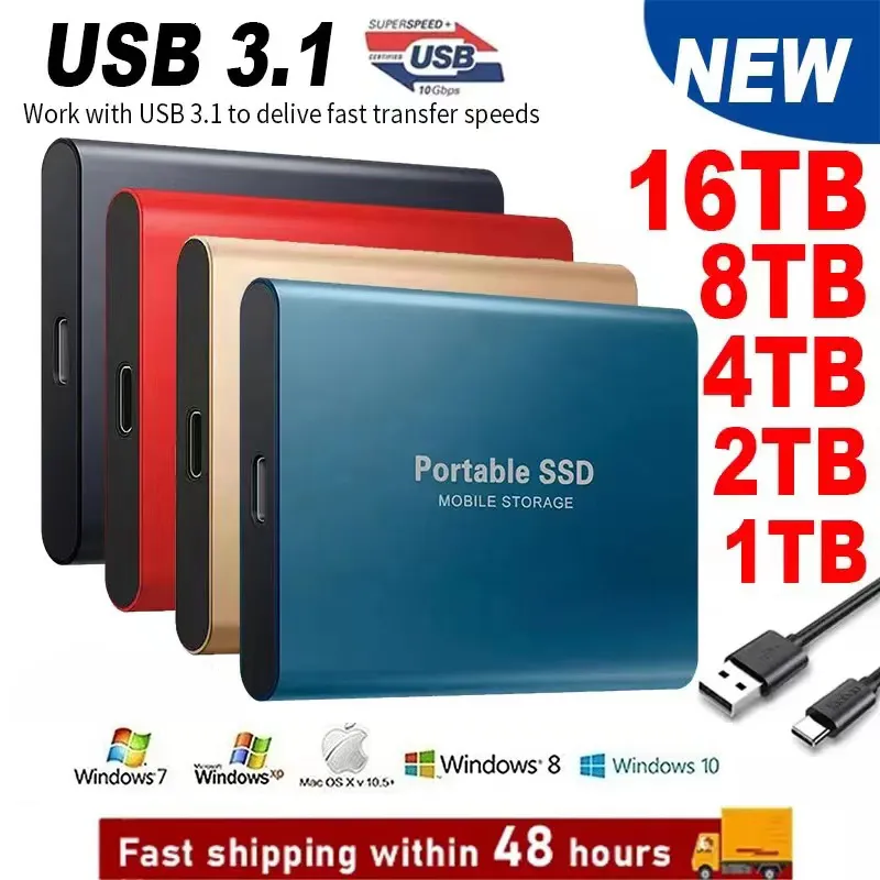 Dischi rigidi Disco rigido esterno SSD da 1 TB ad alta velocità originale portatile Interfaccia USB 3.1 Disco rigido mobile SSD da 500 GB per laptop mac 230713