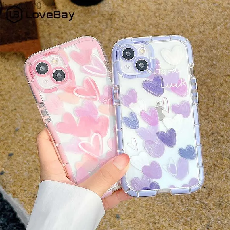 Funda de teléfono de lujo luminosa Bumber para iPhone 13 Pro Max moda amor corazón patrón funda de teléfono para iPhone 12 11 Pro X XR XS Max L230619