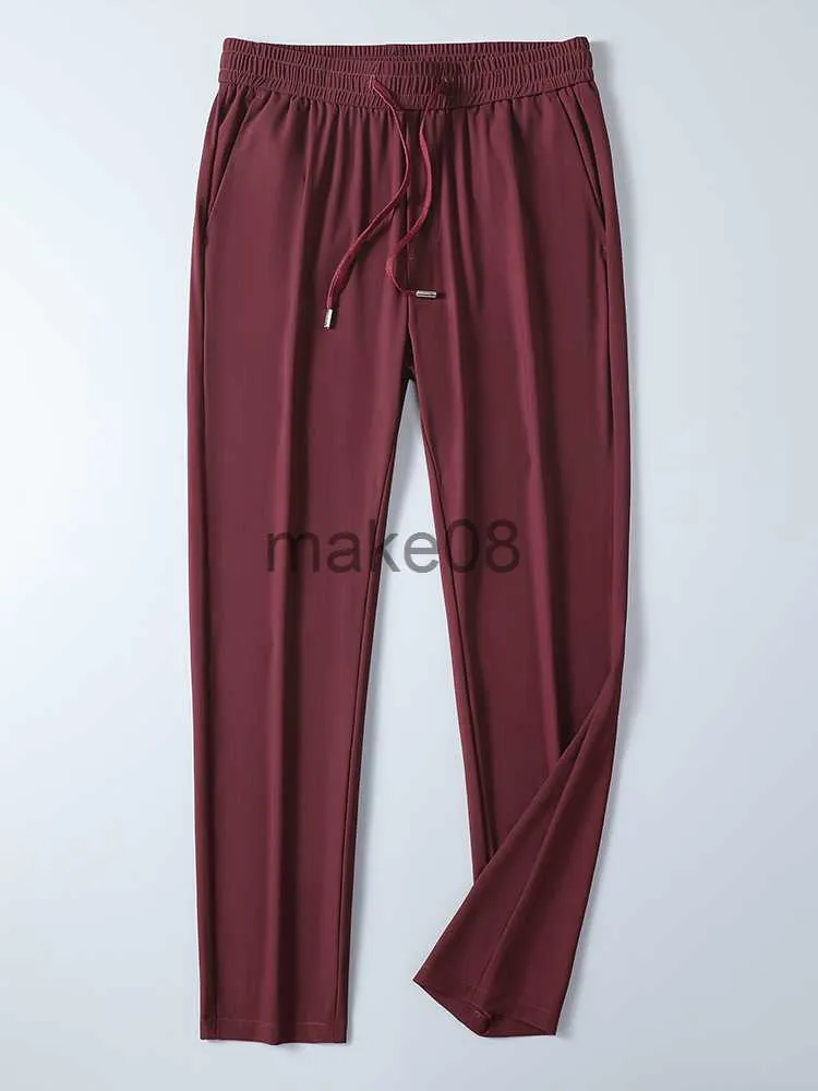 Herrbyxor sommarlätt långa svettbyxor män andas kylande nylon siden spandex casual chino byxor manliga raka byxor j230714