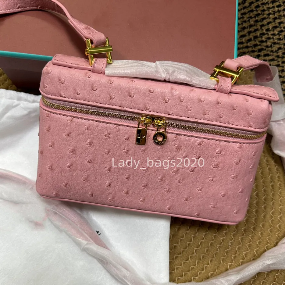 Loro Piana L19 Lunch Box Bag LP Femmes Bambou Tissé Sac Designer Maquillage  Sac En Cuir Véritable Sacs À Main Toile Autruche Stranded Sac À Main Deux