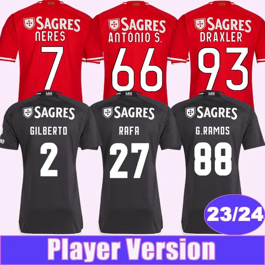 2023 24 GILBERTO Player Version Футбольные майки AURSNES RAFA NERES G. RAMOS GUEDES ANTONIO.S Домашние красные выездные футбольные майки