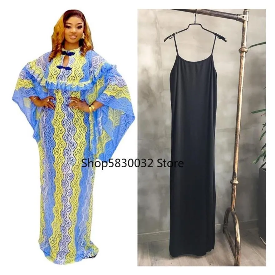 Etniska kläder Long Maxi Dress African Print Dresses For Women 2021 Summer Clothes Dashiki Sexy Hollow Out Boubou Robe Africaine 321C