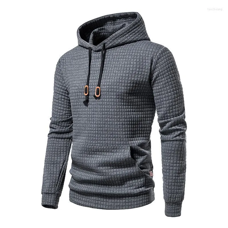 Sweats à capuche pour hommes Hommes Jacquard Check Pattern Casual Hooded Street Hoodie Oversize Boys Blanc Noir Slim Fit Sweats School Sportswear 3xl