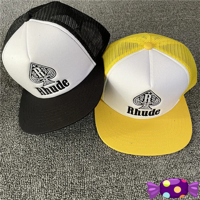 S 2023SS Black Yellow RHUDE Trucker Hat Men Women 1 Embroidered Spade Rhude  Baseball Cap 230713 From Kang07, $18.1