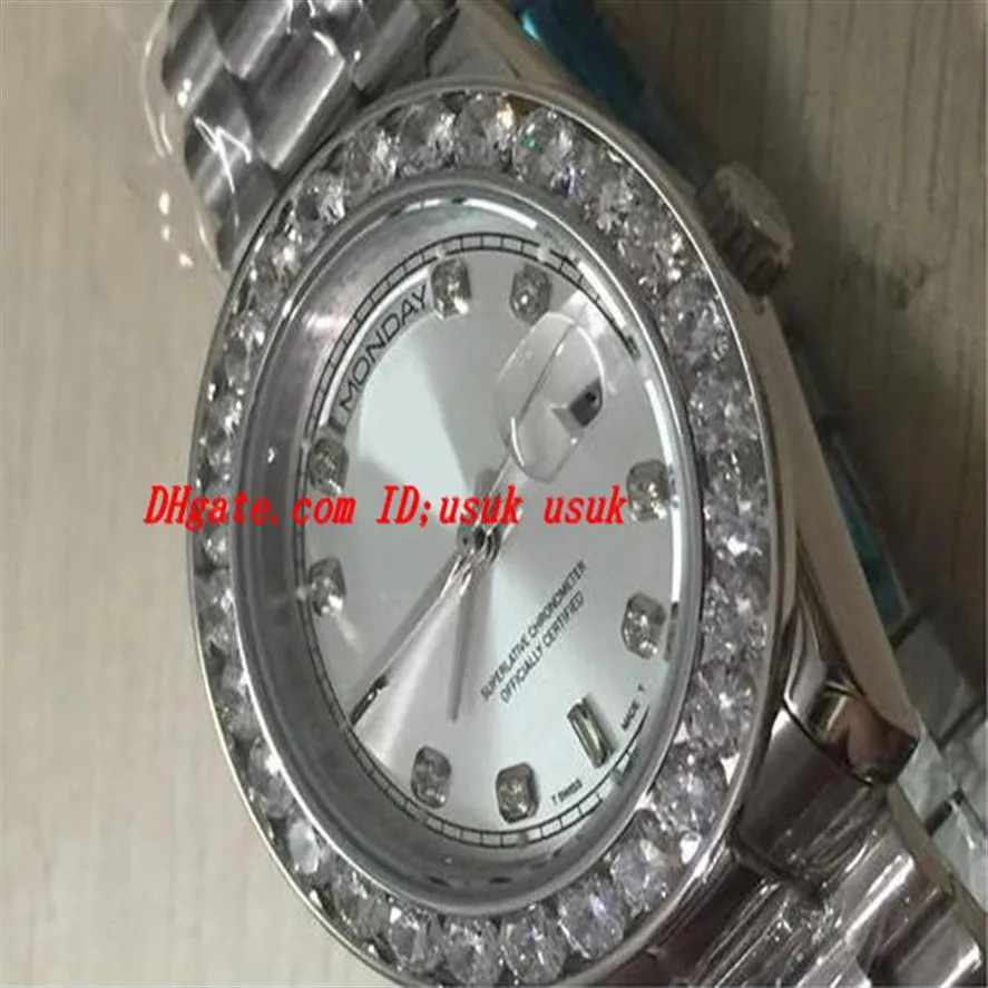 Luxusuhren Edelstahl Herren 36mm 18K Weiß Größeres Diamant-Zifferblatt Lünette Automatische Herrenuhr Armbanduhr2826