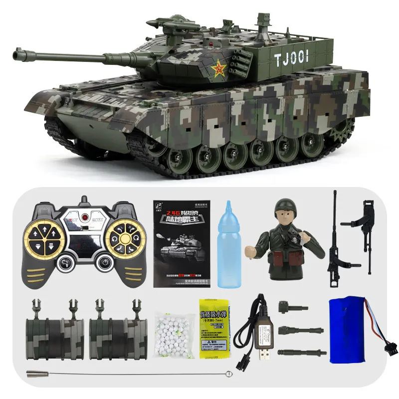 Electric/RC Car Smoking RC Tank Shoot Bullet Infrared Remote Control Tank Toy Tiger Military Model Vibrating Recoil With Sound LED Boy Gift 230713