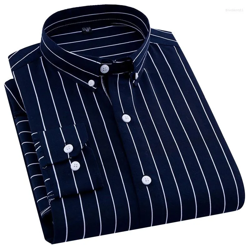 Camicie eleganti da uomo Camicia classica a righe Solid Easy Care Manica lunga Formale Business Standard-fit Basic