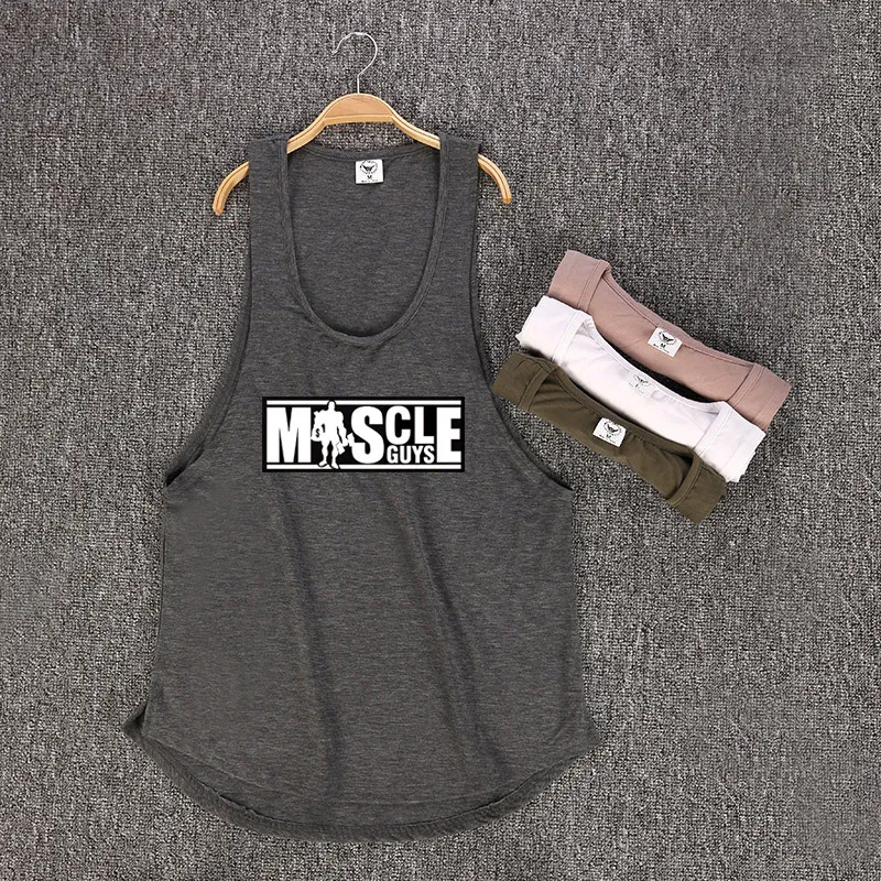 Mens Tank Tops Muscleguys Brand Bodybuilding Sleeveless Shirt Gyms Top Low Cut Vest Sexy Muscle Fitness Stringer sportwear Undershirt 230713