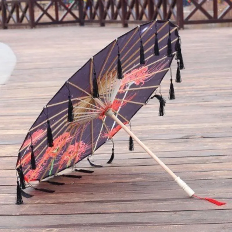 Umbrellas Silk Umbrella Rain Women Dance Prop Cheongsam Oiled Paper Parasol  Guarda Chuva Paraguas Mujer Hanfu Tassel
