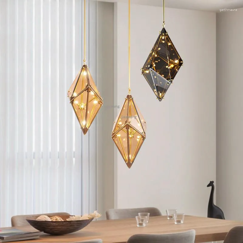 Lustres Nordic Luxury Art LED Luminária suspensa Lustre Loft Quarto Criativo Iluminação Diamante Luminárias Luminárias de Cozinha