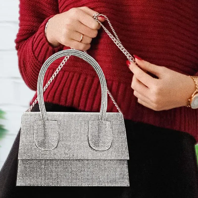 Sacs de soirée Pu incrusté argent or sac à main mode sac de messager pour dame mariage ou fête embrayage femme sac à main 230713