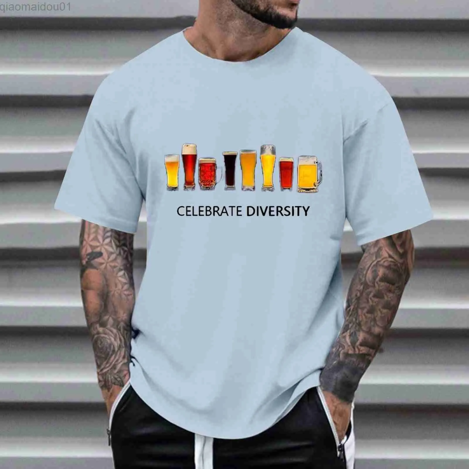Męskie koszulki męskie solidne koszule męskie Summer Oktoberfest moda swobodna 3D Digital Printing T Shirt Plain Spandex T dla mężczyzn L230713