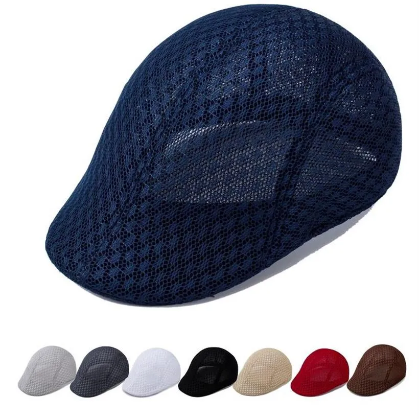 Fashion Summer Unisex Baseball Cap Men Mess Sun Mesh Beret Cap Gupboy Golf Cabbie Flat