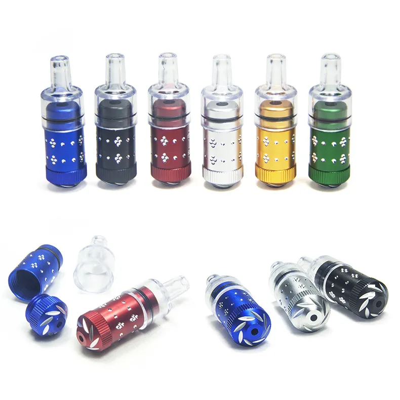 Carved snuff tube sniff dispenser Aluminum 61mm high multi-color nose Durable tobacco smoking tube cigarette accessories wholesale