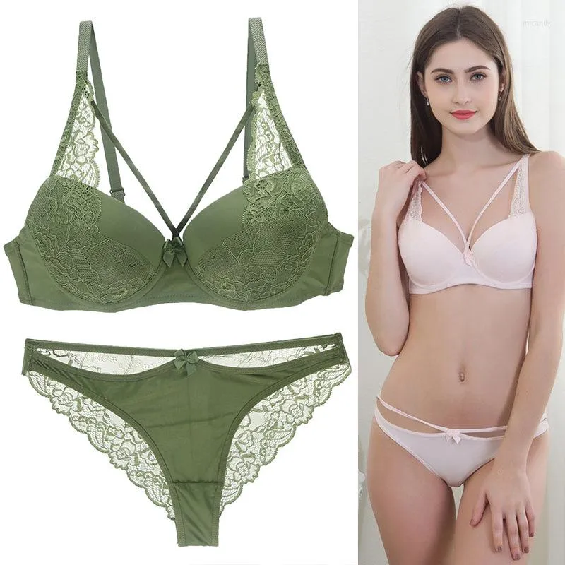 Bras sätter mode push up underkläder kvinnor sätter stor storlek underkläder sexig c d e cup ultratin transparenta bh trosor spetsar svart