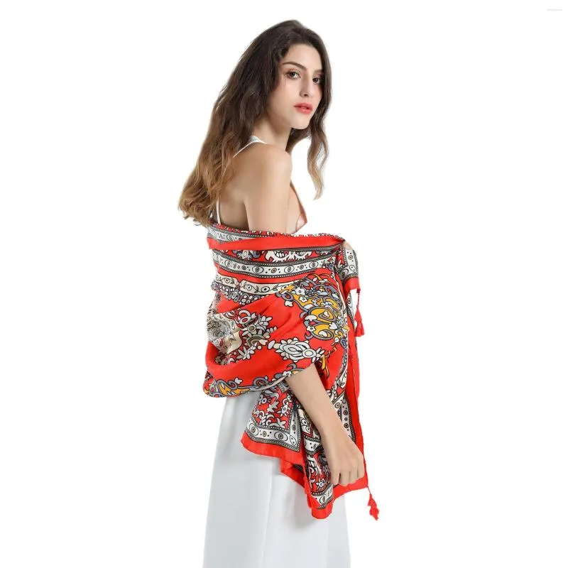 Scamves Summer Street Fashion Shawl Tern Wind Cotton Cotton وشاح Travel Travel Sunscreen