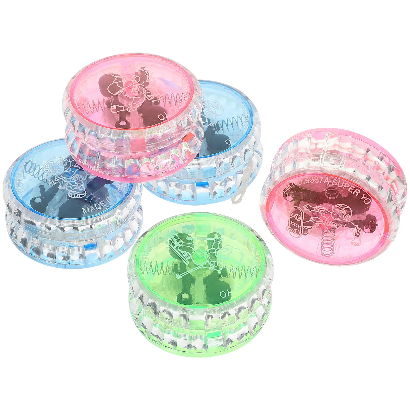 Yoyo, 5 uds., juguetes creativos para principiantes luminosos, Mini bolas antiestrés, bolsa de dulces, plástico LED sensible, niños, Flash 230713