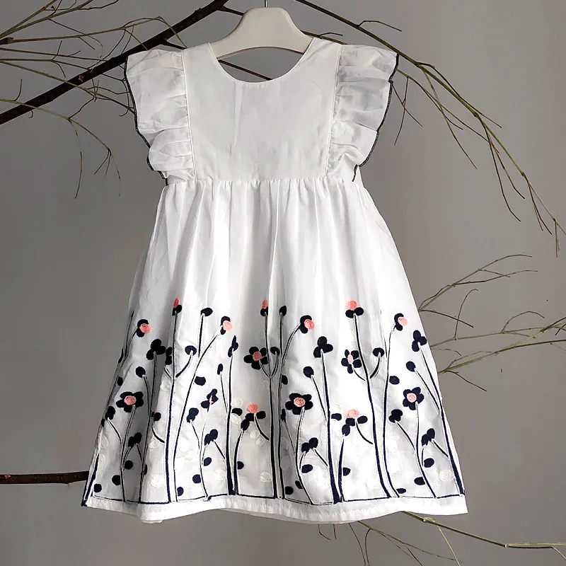 Abiti da ragazza Neonata Compleanno Abiti estivi in cotone Bambini Bianco Carino Principessa Abiti senza schienale Abiti per bambini Vestito casual per bambini 2-6 anni 230714