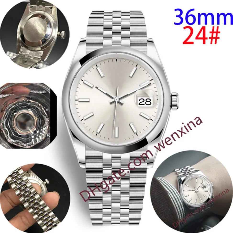 18Qualität Deluxe Uhr 36mm mechanische Herrenuhren Track Line Zifferblatt glatte Kante Montre de Luxe 2813 Automatik Stahl wasserdicht Wom1792