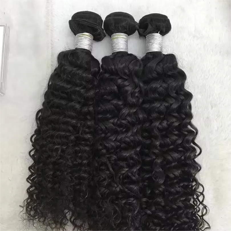 (Oferta de 3 pacotes) 11A Luxo Virgem Cabelo Seda Não Processado Extensões de Cabelo Humano Peruano Indiano Malaio Cambojano Brasileiro Jerry Curly Hair Bundles