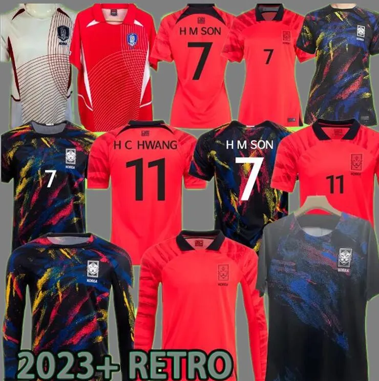 Maillots de football de Corée du Sud 2023 Équipe nationale 22 23 24 SON Cho Gue a chanté In Bum Hwang Ui jo JEONG SUNG KWON ventilateurs version joueur 2002 Retro men kids kit chaussettes Football Shirt