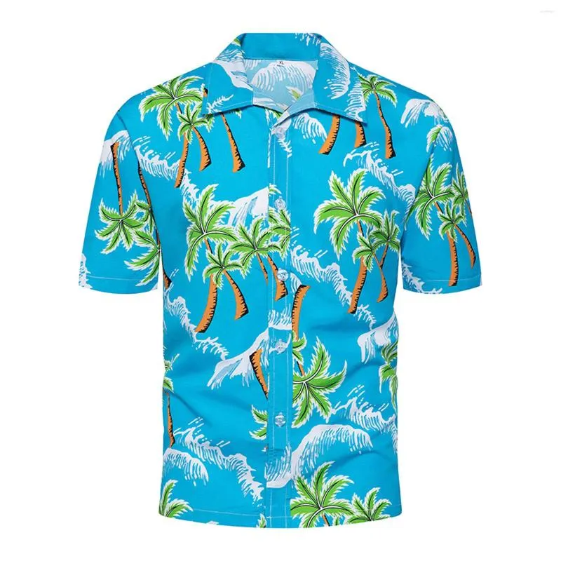 Hommes t-shirts hommes mode haut décontracté chemise col rabattu bouton été printemps Blouse plage impression court garçon bas