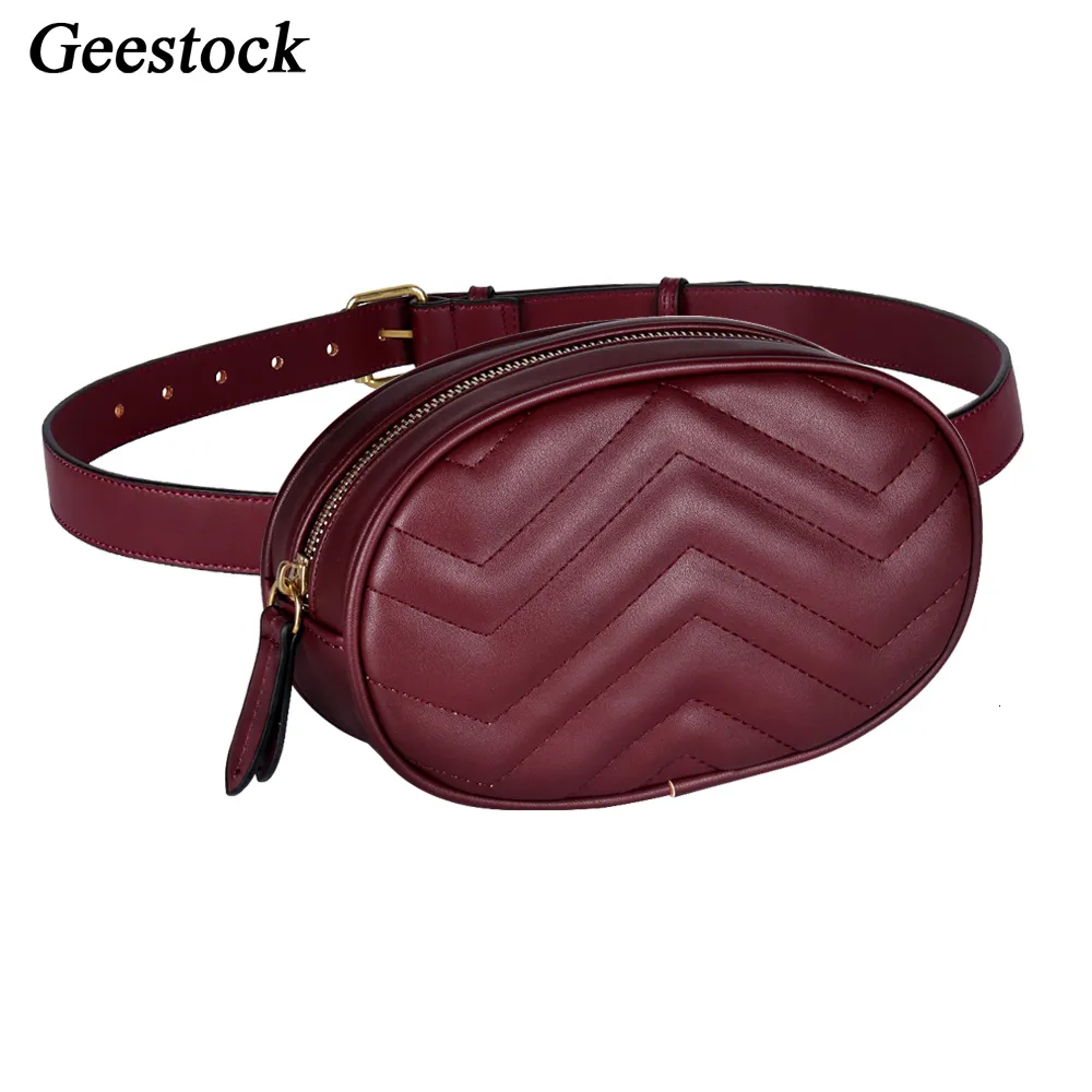 Midjeväskor Geestock Fashion Women Packs Bag For Pu Leather Round Belt Female Luxury Fanny Pack Crossbody Chest Woman Handbag 230713