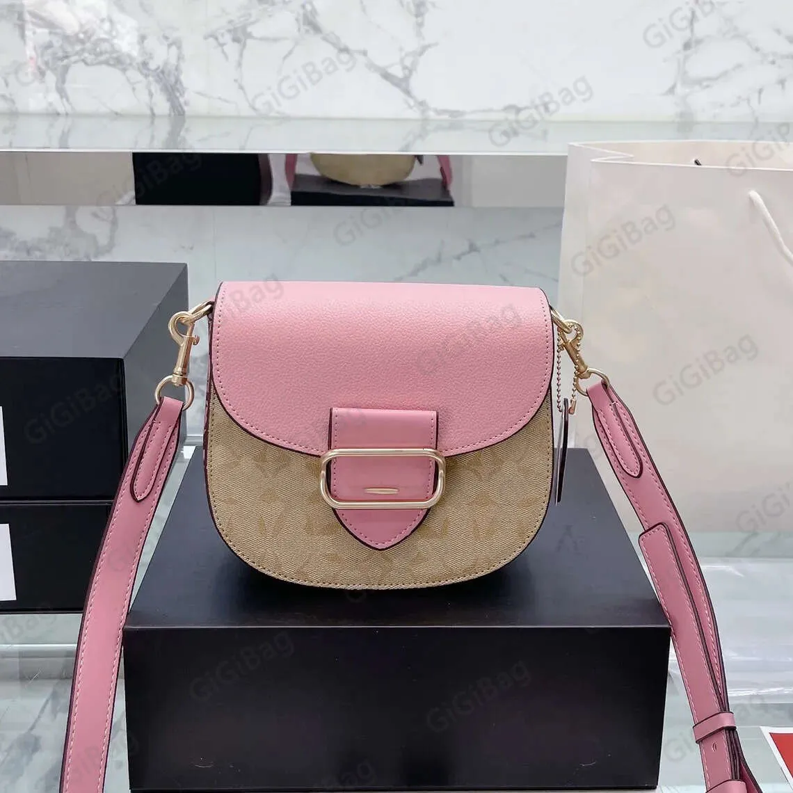 Bolsas de corpo cruzado Bolsas femininas clássicas de couro Bolsa de ombro de grife Bolsa tendência da moda Bolsa de pó rosa