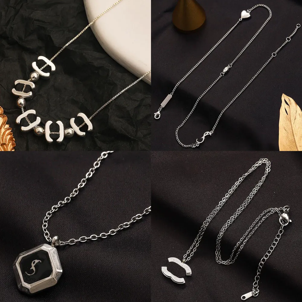 20 Styles Designer Brand Letter Stainless Steel Pendant Necklaces Gold Plated Necklace Geometry Bag Adjustable Chain Women Fashion