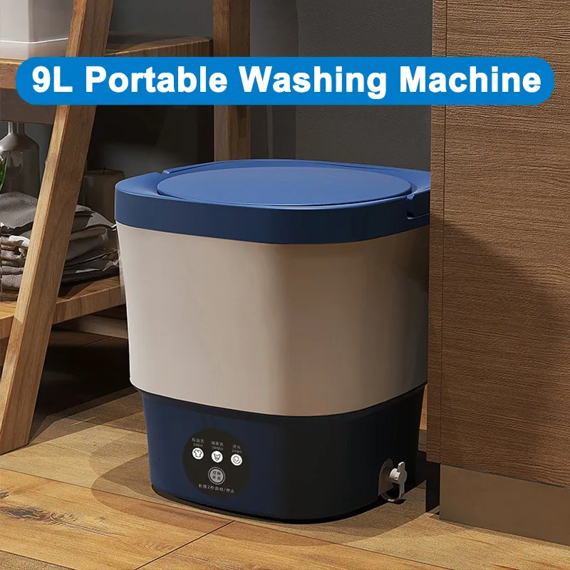 Annan hemlagringsorganisation 9L Mini Washing Machine With Spin Dryer Blue Light Antibacterial Underwear Sock Hushåll Portable Automatic 230714