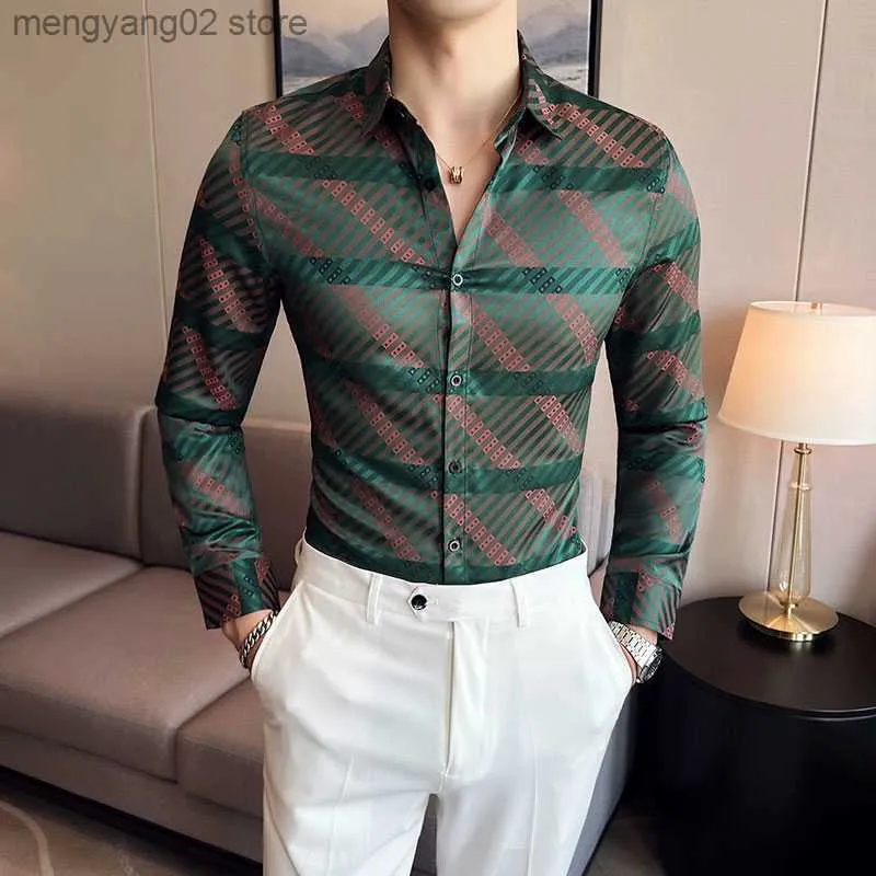 Męskie koszule na męskie koszule plus size 4xl jedwabne Camisas de lujo para hombre jesna długi rękaw biznes formalny sukienka dla mężczyzn Koreańskie odzież uliczna T230714