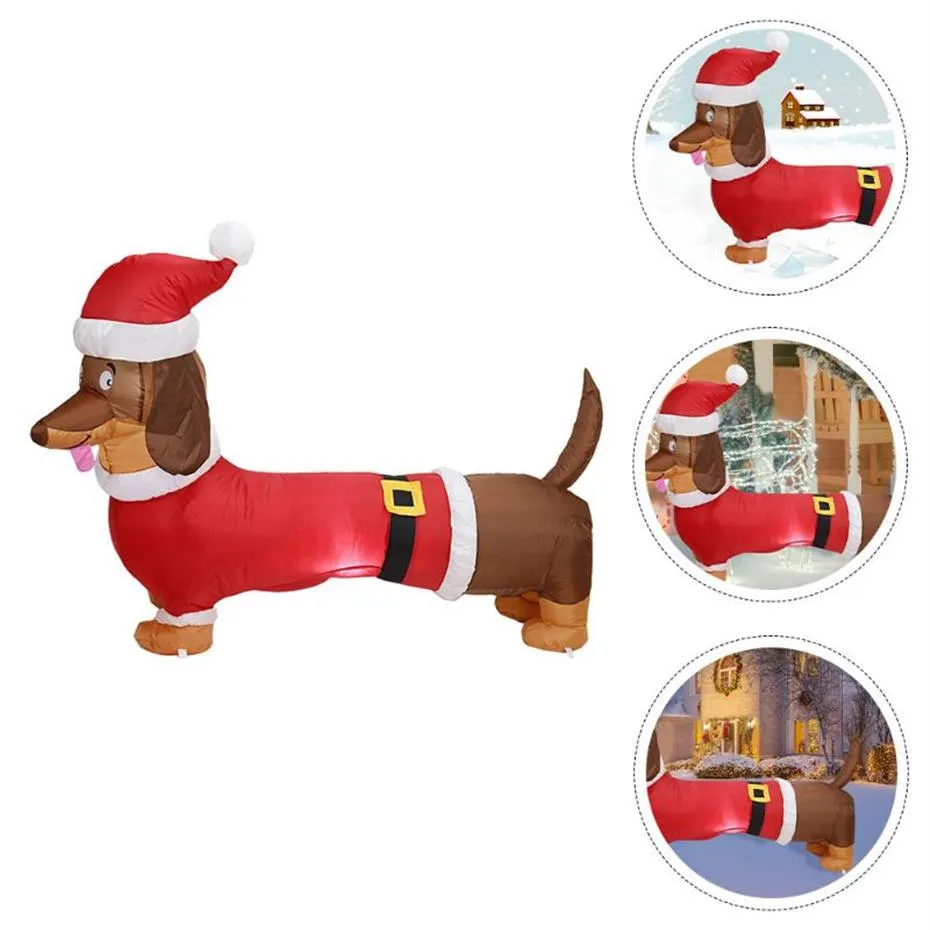 Decorações de Natal 1pc Modelo Inflável de Natal Dachshund Decoração Salsicha Cachorro Plugue2394