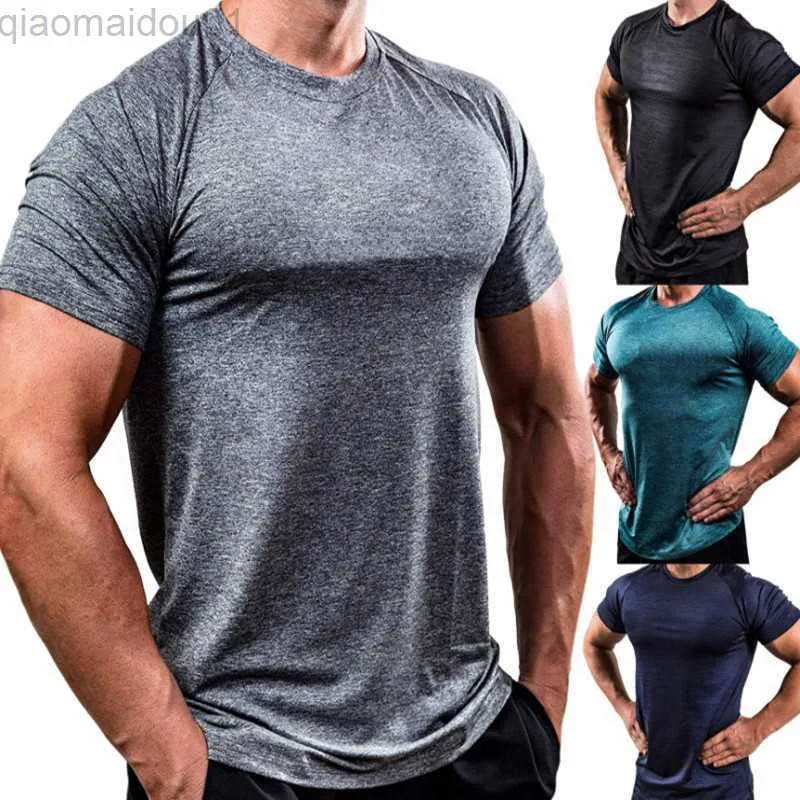 T-shirt da uomo 2022 Quick Dry Workout Running T-shirt Compression Fitness Top Palestre traspiranti T-shirt uomo Abbigliamento Jogger Maschile Camicie sportive L230713