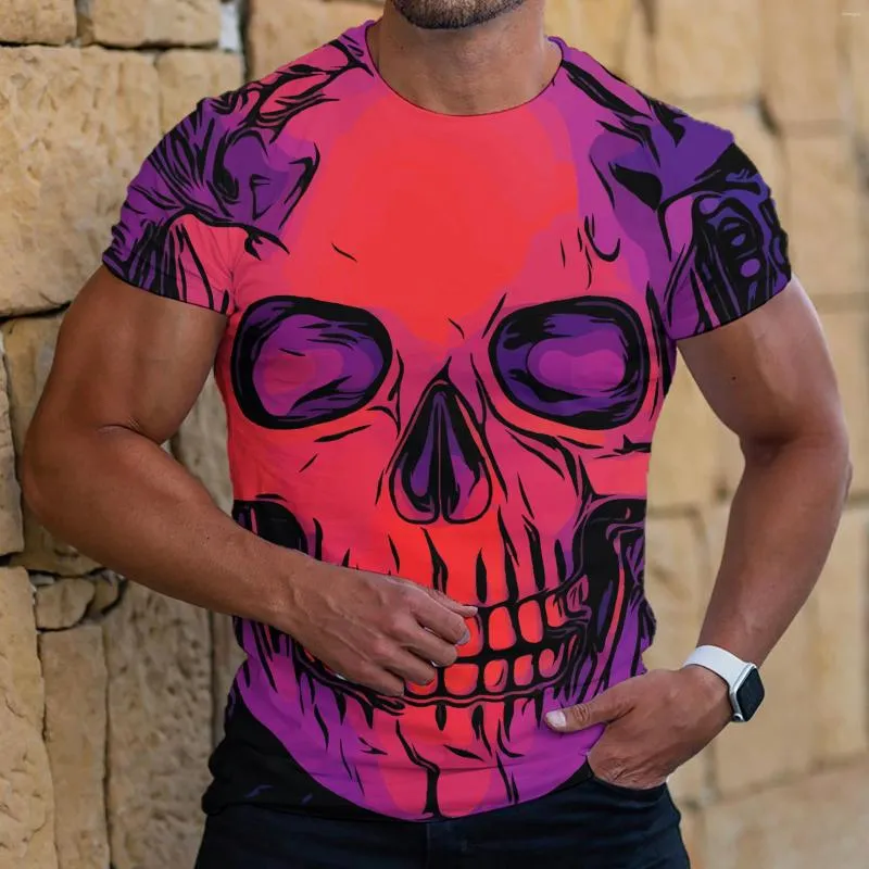 Hommes t-shirts 2023 hommes mode été 3D écarlate crâne impression Vintage T-Shirt homme à manches courtes haut surdimensionné vêtements de sport