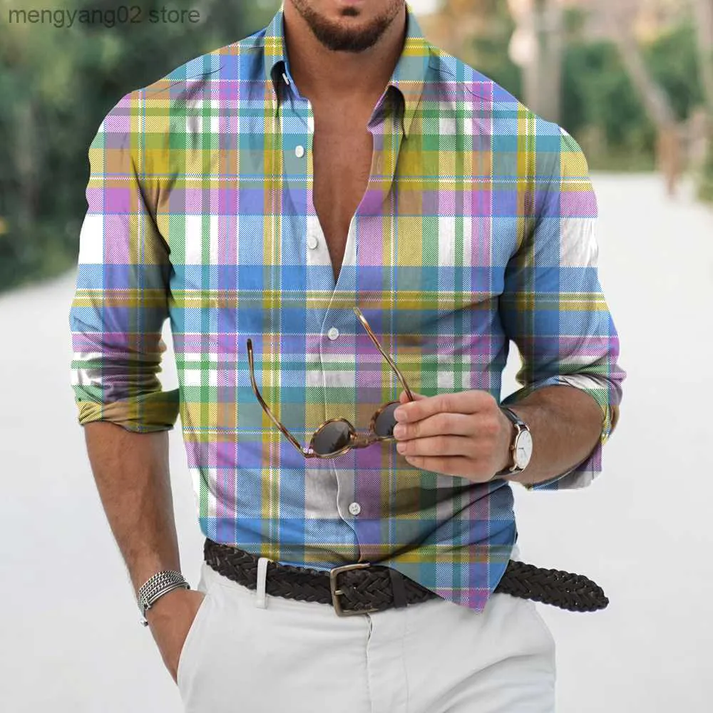 Mäns avslappnade skjortor vintage långärmad skjorta för män överdimensionerad modemänskjorta 2022 Dagliga avslappnade toppar högkvalitativa lyxiga herrkläder Camisa T230714