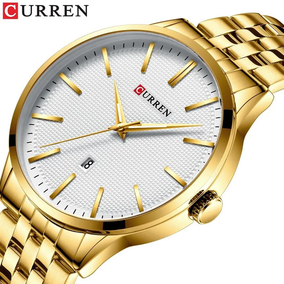 Montre pour hommes Top marque CURREN montre-bracelet à Quartz de luxe horloge homme montres d'affaires Relogio Masculino acier inoxydable Band218v