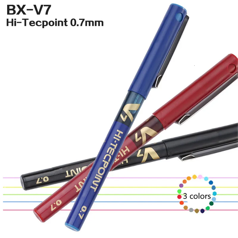 Гель -ручки 6 12pcs Pilot BX V7 Pen Set 0 7 мм Черно -синий красный гладкий гладкий, написание школьных поставки школьные принадлежности.