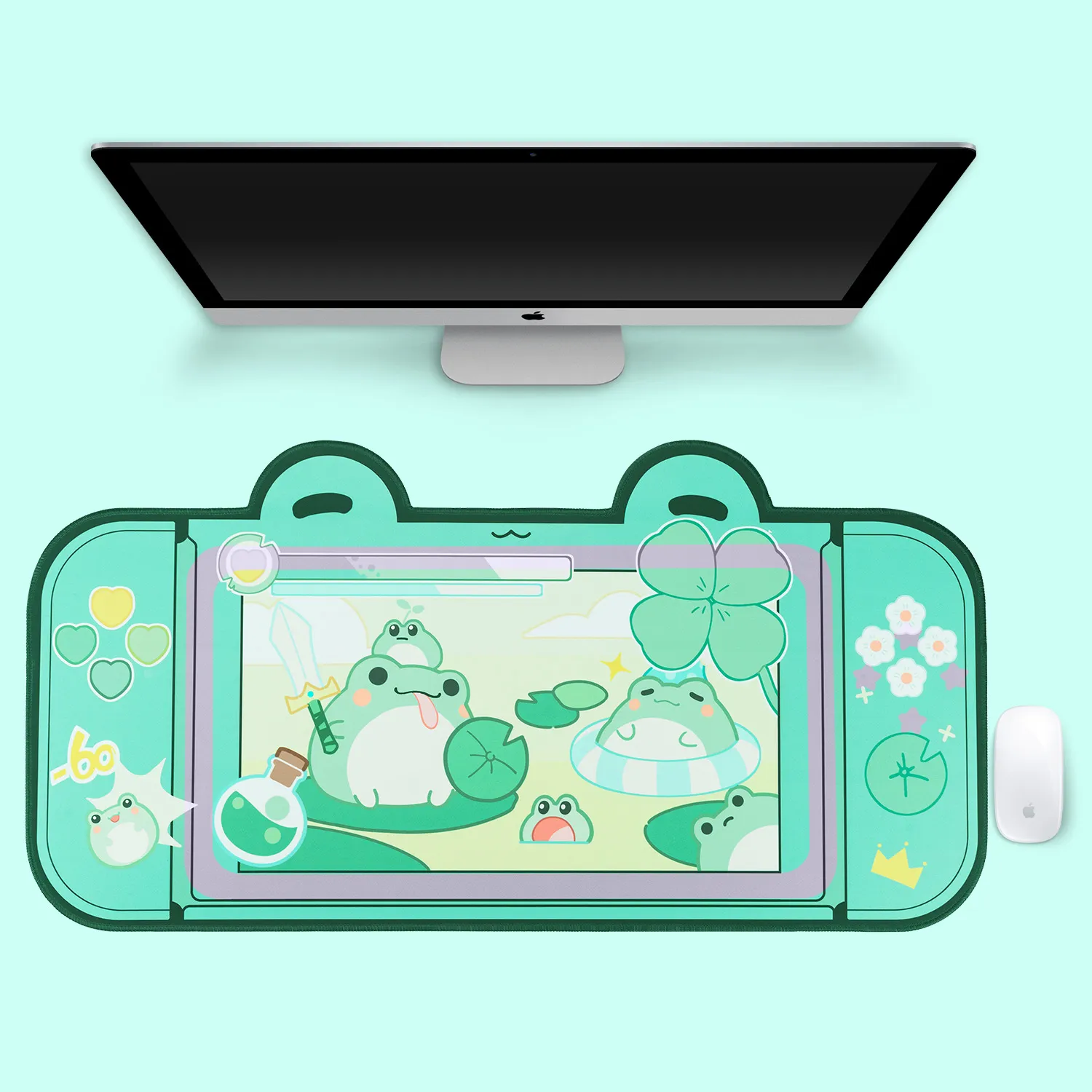 Extra duży Kawaii Gaming Mysz podkładka Śliczna pastelowa różowa żaba zielona zielona xxl biurka mata Wodna Woda Niezgotane laptopa akcesoria biurka