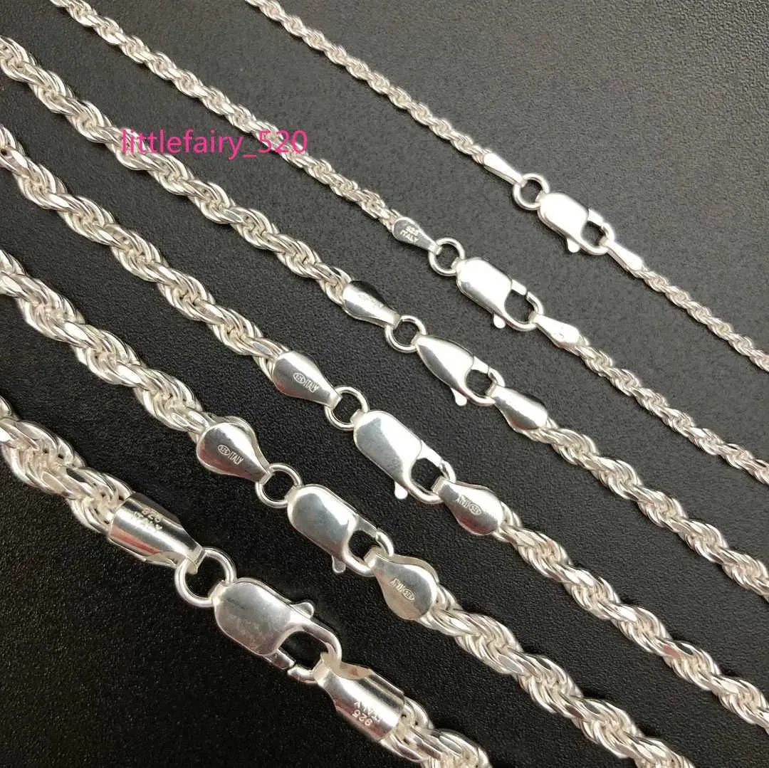 Pendanthalsband 3mm 5mm 6mm 7mm 8mm 14mm 18mm 20mm 925 Silver Cuban Link Chain 925 Sterling Silver Italy Rope Halsband för män kvinnor