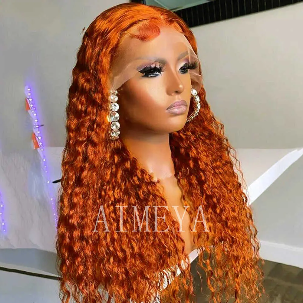 Nxy Kinky Curly Synthetic Lace Front Wigs for Women Orange Ginger Wig Synthetic Hair Lace Wig Baby Hair Black Wigs 230524