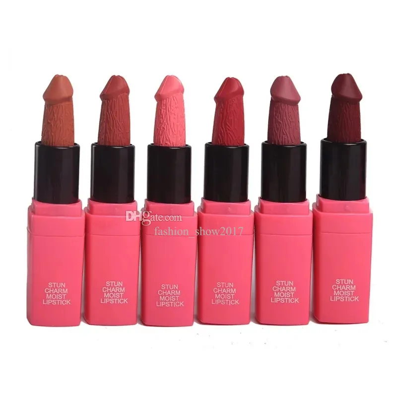 12 Colors Lipstick Mushroom Pecker Lipstick Penis Willy Shaped lip Hens Night Party Makeups Long Lasting Matte Lipstick