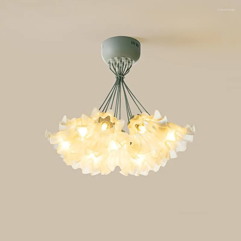 Kronleuchter Moderne Blume Acryl 13 Köpfe Home Dekoration El LED Lampe Französisch Pflanze Grün Zimmer Korridor Tisch Decke Pendelleuchten