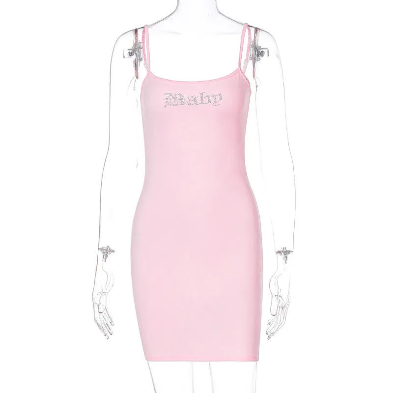 sachin and babi light blue dress Womens Mini Dress Spaghetti Strap Pink Chiffon Letter Pattern Above Knee  Y2K Cami Summer Pullover from Dhgate Urban Sexy Dresses