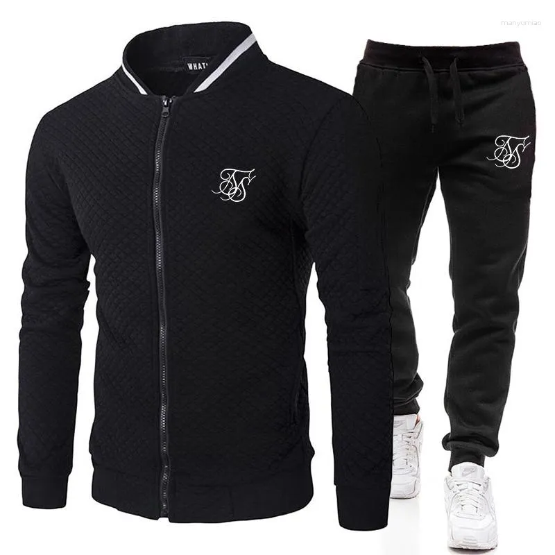 Männer Trainingsanzüge SIK SILK 2023 Anzug Herbst Winter Ist Bequem Warm Business Freizeit Kragen Reißverschluss Mantel Hosen Männer Sport Pullover